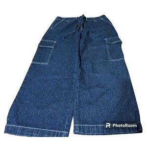 Express Bleus Capri Pants Womens Jeans Blue Denim 6 Pocket Cargo  SZ 9/10